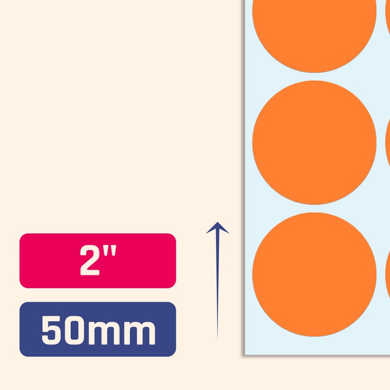 TownStix 2" Round Color Coding Circle Sticker Labels - Orange, Pack of 240 - Image 2